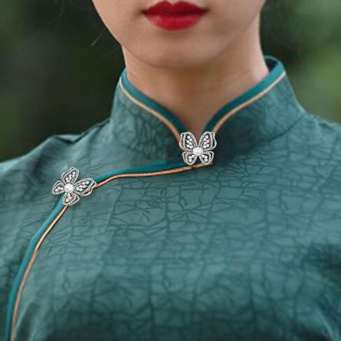 WANDIC Rose Gold Cloak Clasp Fasteners, 6 Pairs Butterfly Fasteners Chinese Knot Frog Buttons Closure Vintage Sewing for Cheongsam Outfit Decoration in Saudi Arabia
