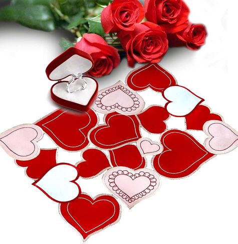 Simhomsen Embroidered Love Heart Table Runner for Valentine's Day, Mother’s Day, Wedding Anniversary, Marriage Proposals, Engagements, Romantic Events or Parties (13.5 × 69 inch) in Saudi Arabia