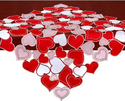 Simhomsen Embroidered Love Heart Table Runner for Valentine's Day, Mother’s Day, Wedding Anniversary, Marriage Proposals, Engagements, Romantic Events or Parties (13.5 × 69 inch) in Saudi Arabia