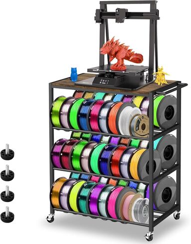 Wall Mount 3D Printer Filament Storage Rack,Rolling 3D Printing Stand Filament Organizer Spool Holders Racks Heavy Duty Metal Shelf for PLA/ABS/TPU,Filaments Organzied for 3D Printing in Kuwait