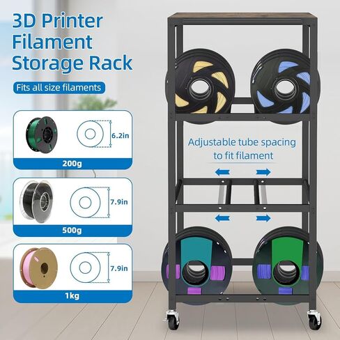Wall Mount 3D Printer Filament Storage Rack,Rolling 3D Printing Stand Filament Organizer Spool Holders Racks Heavy Duty Metal Shelf for PLA/ABS/TPU,Filaments Organzied for 3D Printing in Kuwait