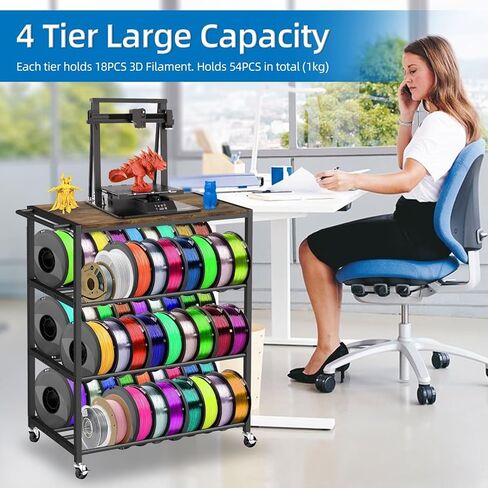 Wall Mount 3D Printer Filament Storage Rack,Rolling 3D Printing Stand Filament Organizer Spool Holders Racks Heavy Duty Metal Shelf for PLA/ABS/TPU,Filaments Organzied for 3D Printing in Kuwait