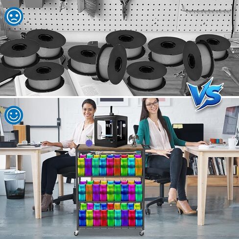 Wall Mount 3D Printer Filament Storage Rack,Rolling 3D Printing Stand Filament Organizer Spool Holders Racks Heavy Duty Metal Shelf for PLA/ABS/TPU,Filaments Organzied for 3D Printing in Kuwait