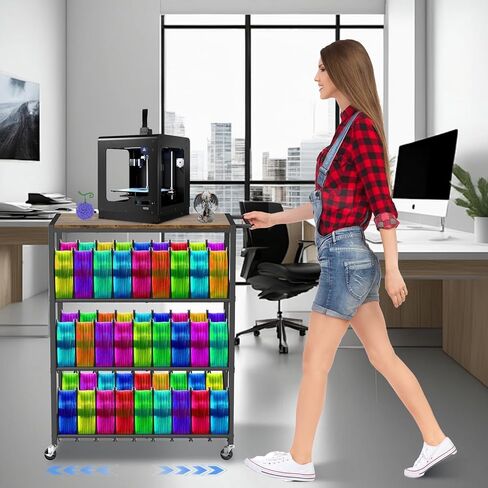 Wall Mount 3D Printer Filament Storage Rack,Rolling 3D Printing Stand Filament Organizer Spool Holders Racks Heavy Duty Metal Shelf for PLA/ABS/TPU,Filaments Organzied for 3D Printing in Kuwait