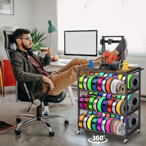 Wall Mount 3D Printer Filament Storage Rack,Rolling 3D Printing Stand Filament Organizer Spool Holders Racks Heavy Duty Metal Shelf for PLA/ABS/TPU,Filaments Organzied for 3D Printing in Kuwait