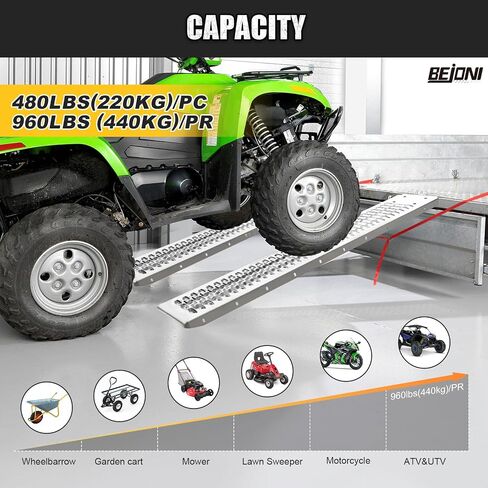 Shed Ramp 2pc, Steel Loading Ramps, 960lbs Capacity, Lawn Mower Ramps for Shed, Trailer Ramp for ATVs, Motorcycles, Cart, Home Steps, Stairs, 39.9" L x 8.7" W in Kuwait