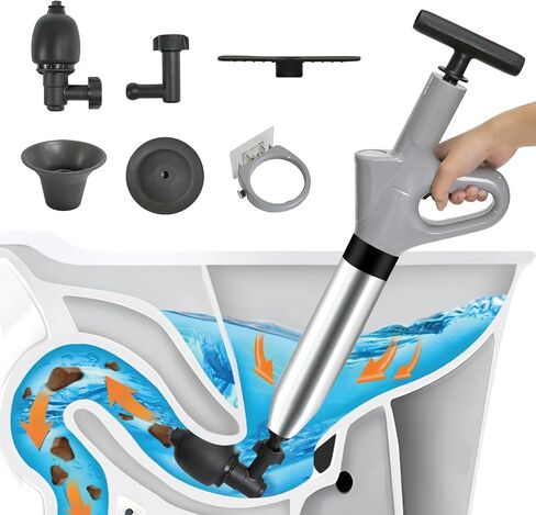 Toilet Plunger, High-Pressure Toilet Snake Air Drain Blaster with Real-Time Barometer Plunger Toilet Clog Remover Plunge Blaster Toilet Unclogger for Bathroom, Sink,Kitchen Clogged（White） in Saudi Arabia