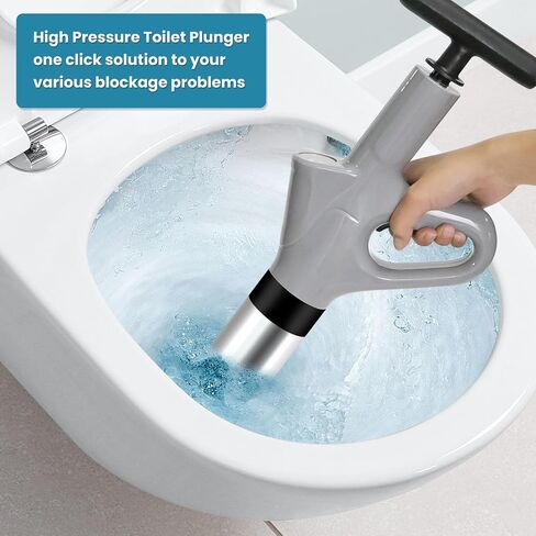 Toilet Plunger, High-Pressure Toilet Snake Air Drain Blaster with Real-Time Barometer Plunger Toilet Clog Remover Plunge Blaster Toilet Unclogger for Bathroom, Sink,Kitchen Clogged（White） in Saudi Arabia
