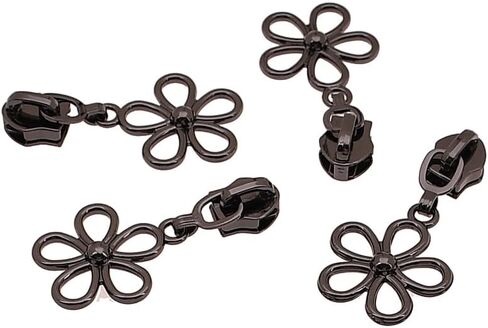 SZSJINMOORE 10Pcs Flower Shape Zipper Pull Puller Slider 5# Nylon Head Zipper Replacement for Bag Purse (Gunmetal) in Saudi Arabia