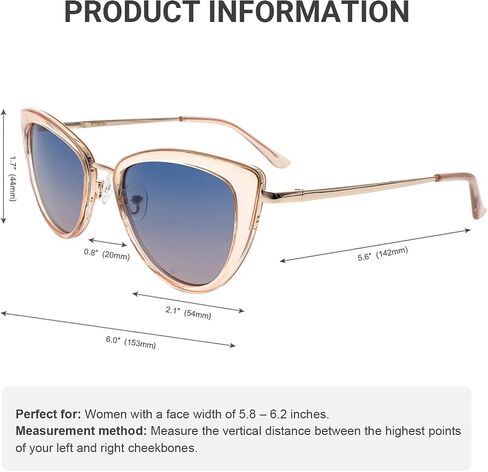 FAA'N 2024 Retro Big Frame Cat Eye Polarized Sunglasses Women with Spring Hinge(Red) in Kuwait