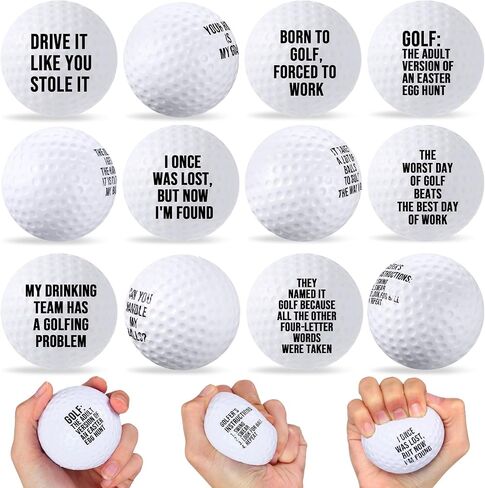 12 Pcs Mini Golf Stress Balls - 2.5 Inch Squeeze Foam Balls for Party Favors, Sports Stress Relief, Adult Prizes, Office(White) in Saudi Arabia