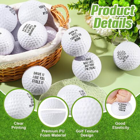 12 Pcs Mini Golf Stress Balls - 2.5 Inch Squeeze Foam Balls for Party Favors, Sports Stress Relief, Adult Prizes, Office(White) in Saudi Arabia