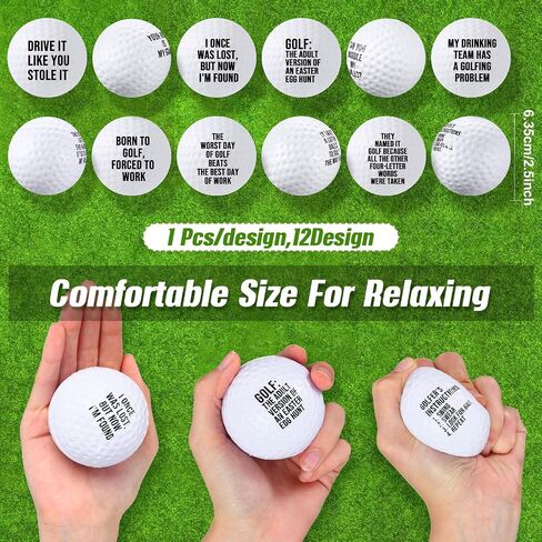 12 Pcs Mini Golf Stress Balls - 2.5 Inch Squeeze Foam Balls for Party Favors, Sports Stress Relief, Adult Prizes, Office(White) in Saudi Arabia