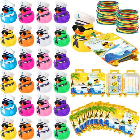 72 PCS TAG CRUISE KIT تشمل 24 جهازًا مينيًا مائيًا من المطاط بطّ 24 ورقة العلامات 24 نطاقات مطاطية مرنة لإخفاء أمتعة الأمتعة كرنفال مكافآت (أصفر) in Kuwait