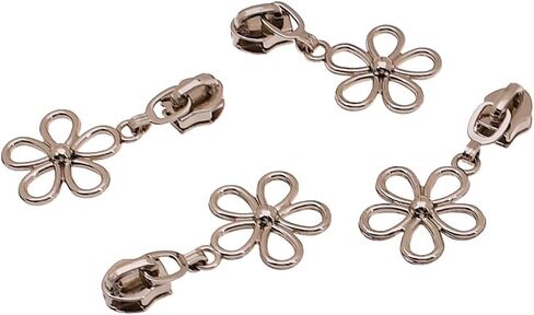 SZSJINMOORE 10Pcs Flower Shape Zipper Pull Puller Slider 5# Nylon Head Zipper Replacement for Bag Purse (Gunmetal) in Saudi Arabia