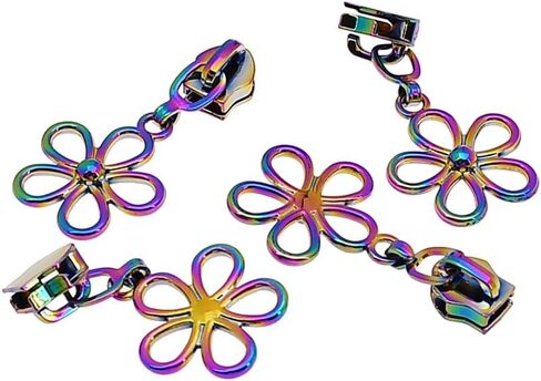 SZSJINMOORE 10Pcs Flower Shape Zipper Pull Puller Slider 5# Nylon Head Zipper Replacement for Bag Purse (Gunmetal) in Saudi Arabia
