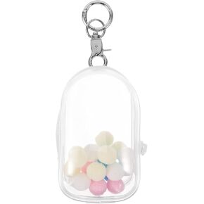 Clear -keychain chooke pouch figure display bag bag doll doll carning bag bag display with buckle and pompom