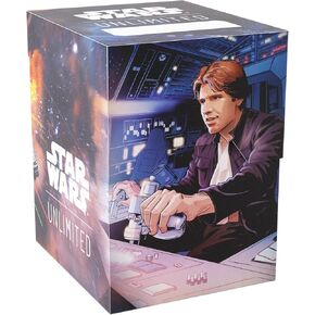 Gamegenic Star Wars Unlimited SOFT CRATE - Full-Color Printed & Officially Licensed Durable Deck Box, Holds 60 Double-Sleeved Cards, Perfect for TCGs and LCGs, Han Solo/Millenium Falcon, Made