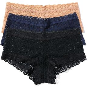 hanky panky - Daily Lace Boyshorts | Women's Underwear, Soft Stretch Fit Panties, Cotton Blend | Sizes (XS-XL), 3 pack in Saudi Arabia