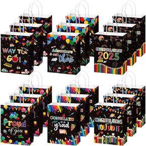 Sweetude 30 Pcs Kindergarten Graduation Gift Bags Bulk 2025 Preschool Graduation Congratulation Paper Bags with Handle for Graduate Season Theme Party Favor Supplies, 8.3 x 5.9 x 3.2 Inch