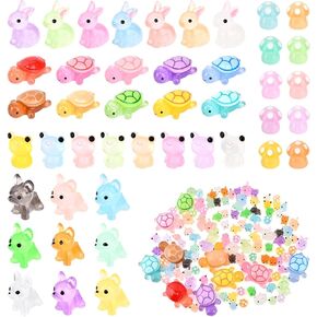 Jianwei 112 PCS MINI Resin Animals Miniature Animals ، توهج في الأشكال المصغرة المظلمة زخرفة حديقة الجنية لحوض السمك الدقيق للدمى الدقيقة (كما هو موضح)