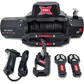 13,500LBS12V Electric Winch ATV/UTV Off-Road Winch Synthetic Rope Electric Winch Traction Winch Tugboat Winch SUV 4-Drive Off-Road Vehicle