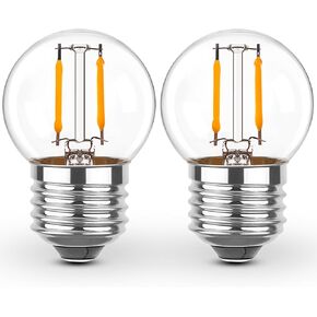 G40 مصباح كهربائي منخفض واط لمبة Edison LED Mini Globe لمبات الإضاءة 1W أي ما يعادل 10Watt المتوهجة E26 قاعدة لولبية LED لمبات بيضاء دافئة للغاية 2200K، غير قابلة للتعتيم (G40g-2pack) in Kuwait
