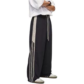 Stripes Track Pants Women Y2k Parachute Pants Mens Baggy Wide Leg Sweatpants Cargo Jogger Pants