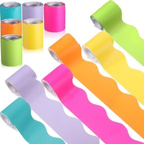 Zhanmai Borders for Bulletin Board Decoration, Colorful Scalloped Bulletin Board Border Rolls for Classroom Workplace Office School Poster Decor(Oil Painting Color,98.5ft)