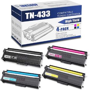 TN433 Compatible TN-433BK TN-433C TN-433Y TN-433M High Yield Toner Cartridge Replacement for Brother TN-433 HL-L8260CDW DCP-L8410CDW MFC-L8610CDW Toner.(1BK+1C+1Y+1M)
