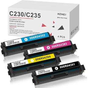 Extra High Yield C230 C235 Toner Cartridge 006R04391 006R04392 006R04393 006R04394 Toner with New Chip Compatible for Xerox C230 C235 Printer(4 Pack,Black Cyan Magenta Yellow)