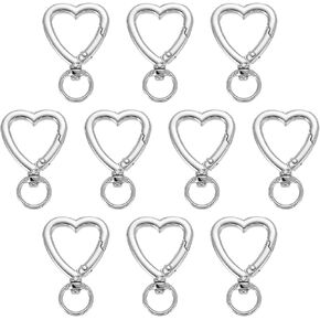 مقطع سلسلة مفاتيح HEART PATIKIL ، 10 PCS HEART DWIVEL RING CLIPS HOOK CLIPS ZINC Alloy Trigger Spring Buckle for Beychains Facs Meeps Handbag Making ، Silver