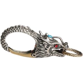 Dragon Head Design Carabiner Keychains Keyring Brass Brass Head Bead DIY Fengshui Guardian Bead Luck Build Clasp Keychains