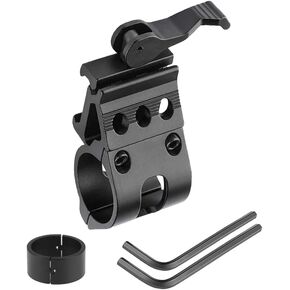 FAZee Offset Flashlight Mount, Suit for 1.18" and 1" Tactical Flashlights, with QD Quick Release, Compatible for 20mm Picatinny Rail Mount