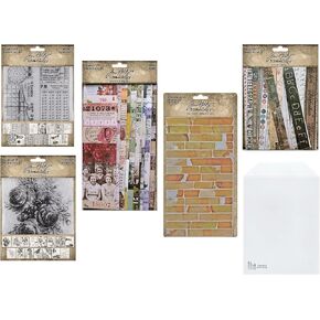 Tim Holtz Idea -Ideal -May 2024 الإصدار - ورق الصدفة والورق ، وشرائط الورق ، وشرائط ملصقة كبيرة ، شريط ملصق للتشيلو ، جيب تخزين كارنورا ، 6 عناصر