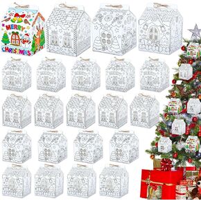 24 Set Gingerbread Paper Coloring Houses DIY Craft Color Your Own Cardboard House Personalize a Cardboard House Christmas Holiday Party Favor Gift for Girl Boy Classroom Home 5.31x4.33x4.33In (Brown)