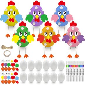 Cinrobiye 12 مجموعة Easter Craft Kit DIY Egy Eggs مصنوعة يدويًا مجموعة أكياس بيض أرنب مجموعة لزخارف عيد الفصح أنشطة الفصول الدراسية في المنزل مشاريع عيد ميلاد تبادل الهدايا