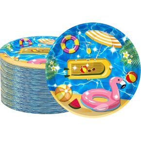 40 PCS Beach Party Supplies ، Beach Ball Pool Party Party Party Plates 7 "Pool Paper Paper for Beach موضوع الأطفال الصيف ، حفلة شاطئ