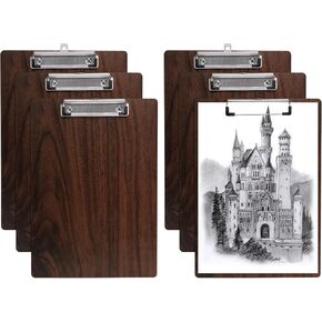 Clipboards 6 Pack ، حافظة خشبية مع مقطع منخفض من اللوح ، لوحات مقطع هارقة 7 × 10 بوصة للمنزل ، المستودع ، الطلاب ، المعلم ، الممرضة