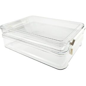 Clear Plastic File Storage Boxes with Lids - US Letter Size (8.5 x 11 in) Document Organizer Set for Office, School, Home, Stationery, Craft Paper, Photos & Scrapbooking