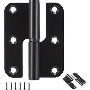 Door Hinges Matte Black, 6 Pack 3in Stainless Steel Door Hinge with 5/8" Radius Rounded Corner, Removable Lift Off Hinges for Indoor and Exterior Use, Left