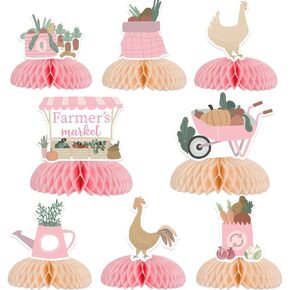 Cheereveal Farmer's Market Market موضوع Deshercomb Menced Decorations ، 8 PCS الفاكهة والخضروات البستاني المزروعة محليًا.