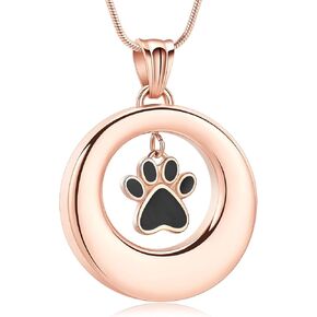 Pet Cremation Jewelry Urn Necklace for Ashes for Dog/Cat/Pets Stainless Steel Paw Print Locket Memorial Pendant Unisex Keepsake Cremation Jewelry for Women Men
