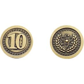 الرمز المميز المكسور - Atomic Age Gold 10 Coin - Coins Fantasy Coins 25mm Metal Novelty Coins - Cosplay و TTRPG Game Pack - حزمة 10
