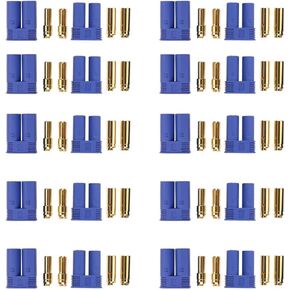 Lasmo 10Pairs EC5 Connector Bullet Banana Plug Battery Female Male Connector 5mm Bullet Gold Connector for RC ESC LIPO Battery