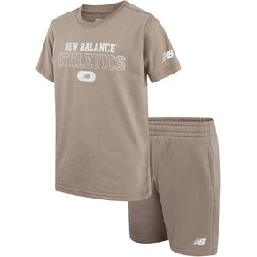 New Balance Boys' Active Shorts Set - 2 Piece Performance Short Sleeve T-Shirt and Fleece Sweat Shorts (Size: 8-12)