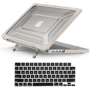 قضية KEROM الثقيلة لـ MacBook Pro 13 Inch 2022-2016 الإصدار M2 M1 M1 A2338 A2289 A2251 A2159 A1989 A1706 ، حالة قشرة صلبة من طراز TPU الوعرة القابلة للطي وغطاء لوحة المفاتيح ، الأسود ، الأسود