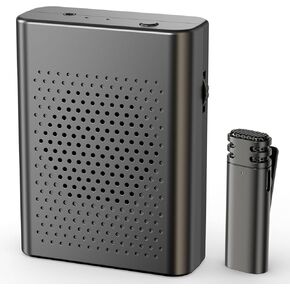 Wireless Voice Amplifier with Wireless Lavalier Lapel Microphone, PA System, Portable Speaker and Cordless Omnidirectional Mic for Teacher, Streaming, Classroom, Speech, Meeting, Yoga, Outdoors