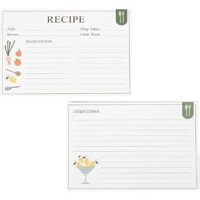 Recipe Cards 4x6 Inches, Double Sided Blank Recipe Cards for Kitchen, Bridal Shower and Wedding Gifts, 50 Count