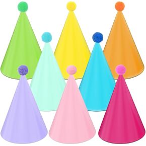 24 Pack Birthday Party Hats,8 Colors Cone Party Hat for Kids Adults Pets, Pastel Paper Hats for Birthday, Baby Shower, Anniversary, Housewarming Party